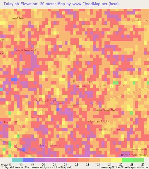 Tulay`ah,Iraq Elevation Map