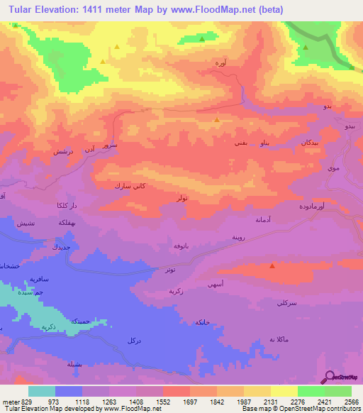 Tular,Iraq Elevation Map