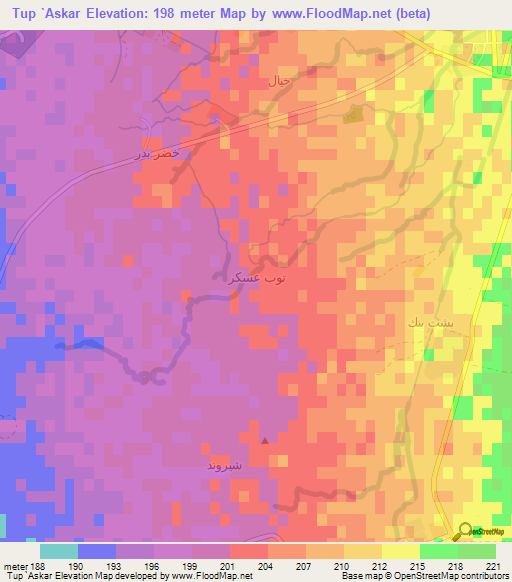 Tup `Askar,Iraq Elevation Map