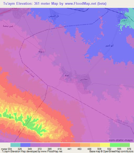 Tu'aym,Iraq Elevation Map