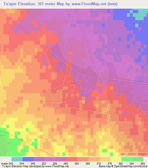 Tu'aym,Iraq Elevation Map