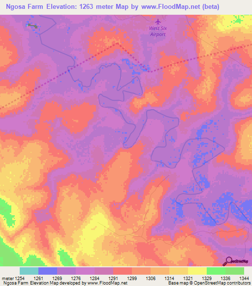 Ngosa Farm,Zambia Elevation Map