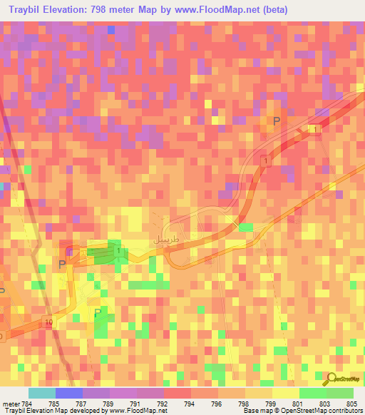 Traybil,Iraq Elevation Map