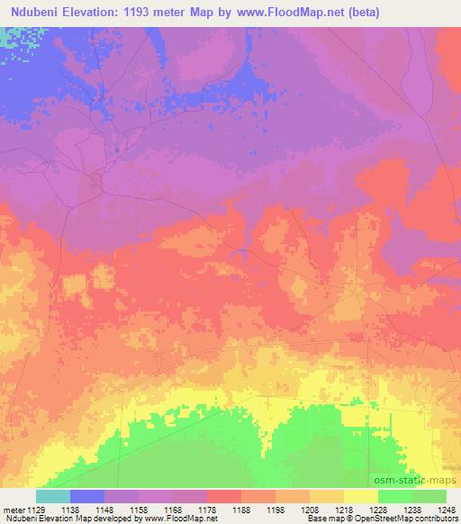 Ndubeni,Zambia Elevation Map