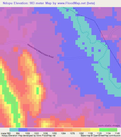 Ndopu,Zambia Elevation Map