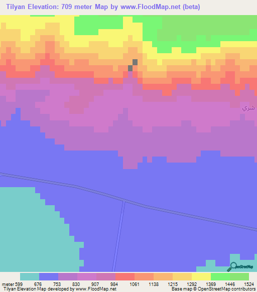 Tilyan,Iraq Elevation Map