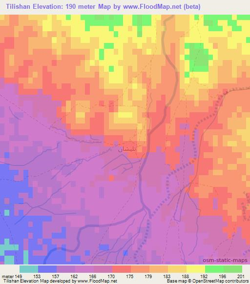 Tilishan,Iraq Elevation Map