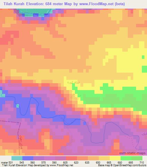 Tilah Kurah,Iraq Elevation Map