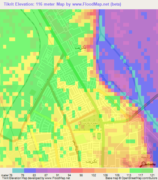 Tikrit,Iraq Elevation Map