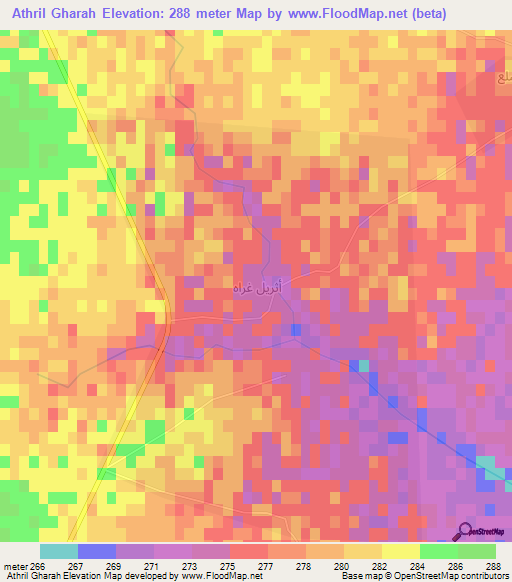 Athril Gharah,Iraq Elevation Map