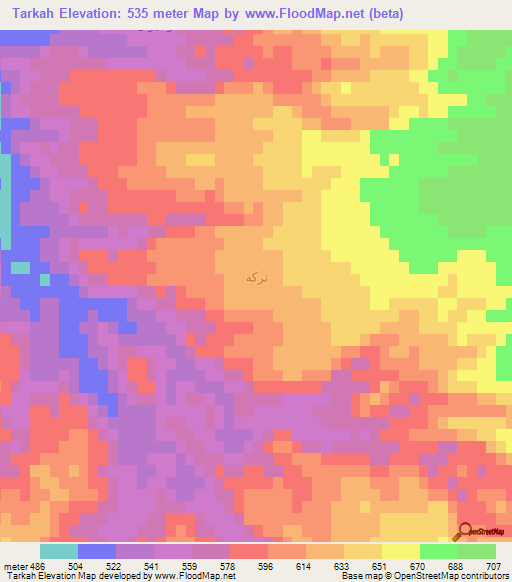 Tarkah,Iraq Elevation Map