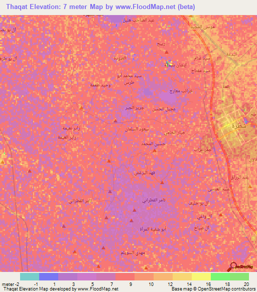 Thaqat,Iraq Elevation Map