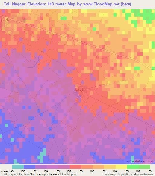 Tall Naqqar,Iraq Elevation Map