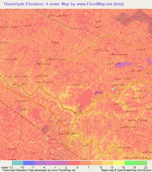 Thamiriyah,Iraq Elevation Map