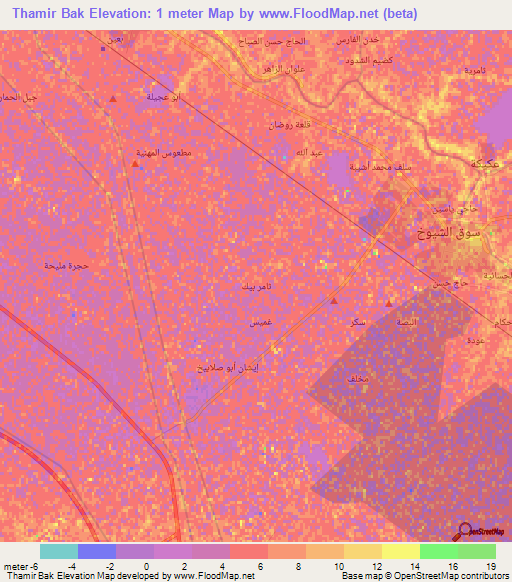 Thamir Bak,Iraq Elevation Map