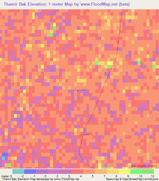 Thamir Bak,Iraq Elevation Map