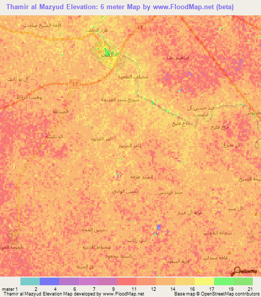 Thamir al Mazyud,Iraq Elevation Map