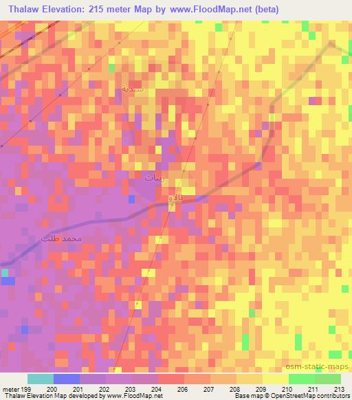 Thalaw,Iraq Elevation Map