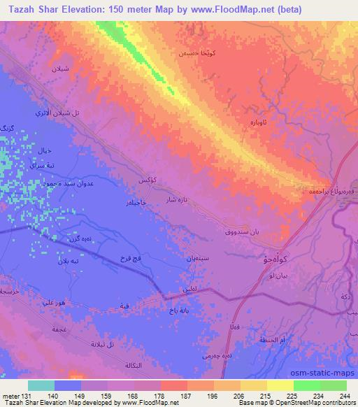 Tazah Shar,Iraq Elevation Map