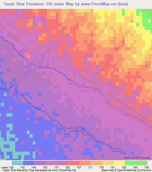 Tazah Shar,Iraq Elevation Map