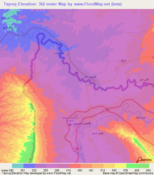 Tayruq,Iraq Elevation Map