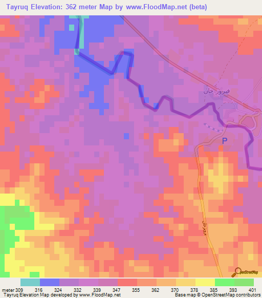 Tayruq,Iraq Elevation Map