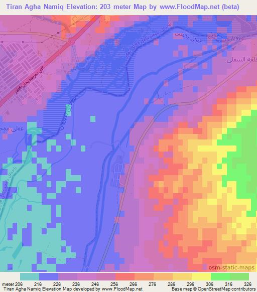 Tiran Agha Namiq,Iraq Elevation Map