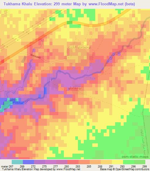 Tukhama Khalu,Iraq Elevation Map