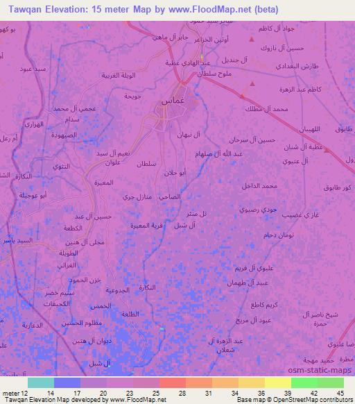 Tawqan,Iraq Elevation Map