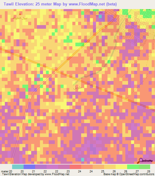 Tawil,Iraq Elevation Map