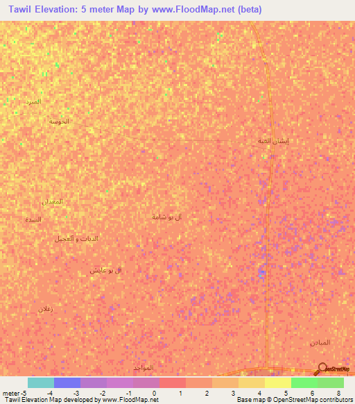 Tawil,Iraq Elevation Map