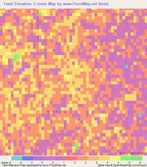 Tawil,Iraq Elevation Map