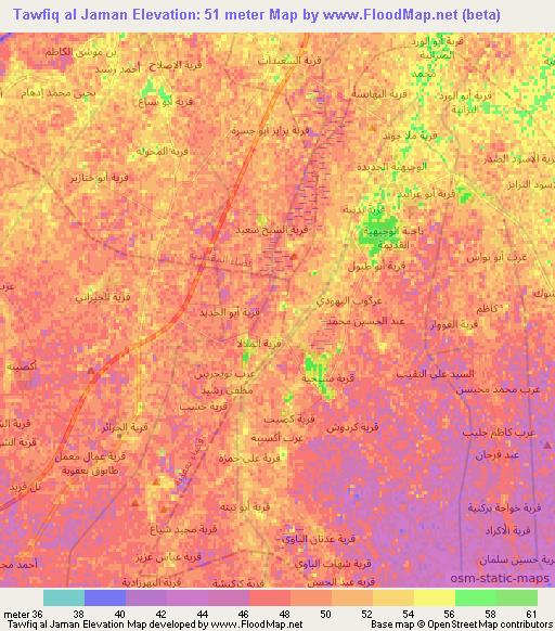 Tawfiq al Jaman,Iraq Elevation Map