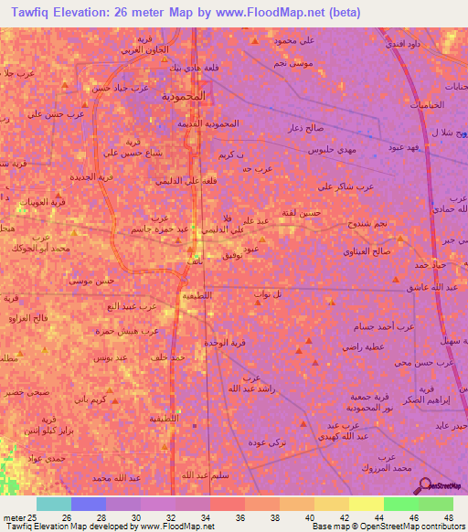 Tawfiq,Iraq Elevation Map