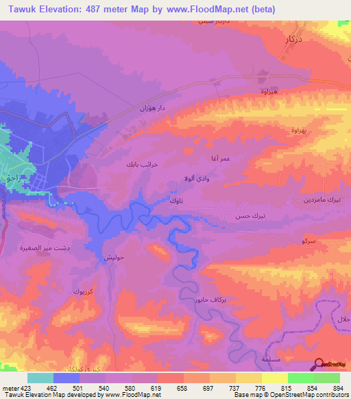 Tawuk,Iraq Elevation Map