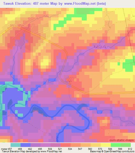 Tawuk,Iraq Elevation Map