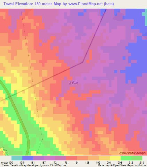 Tawai,Iraq Elevation Map