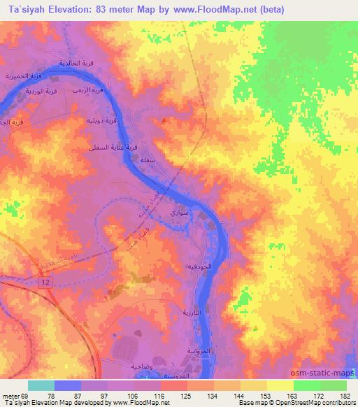 Ta`siyah,Iraq Elevation Map