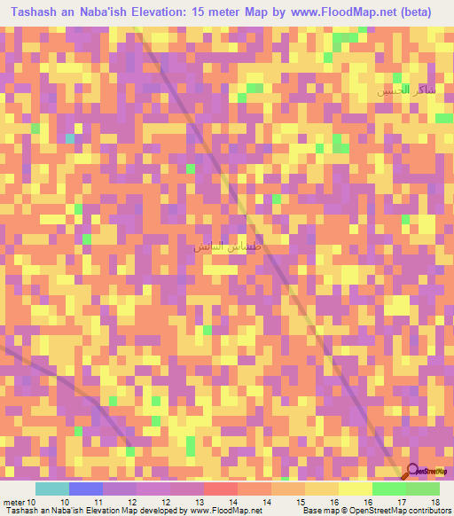 Tashash an Naba'ish,Iraq Elevation Map