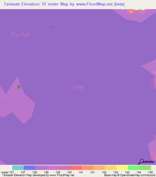 Tartasah,Iraq Elevation Map