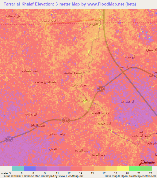 Tarrar al Khalaf,Iraq Elevation Map