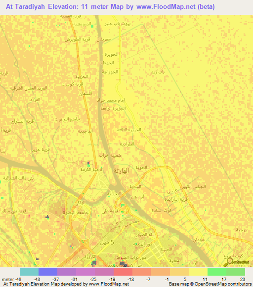 At Taradiyah,Iraq Elevation Map