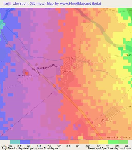 Tarjil,Iraq Elevation Map