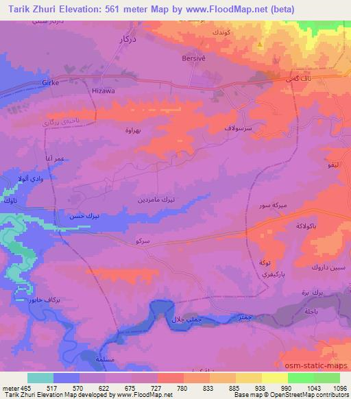 Tarik Zhuri,Iraq Elevation Map