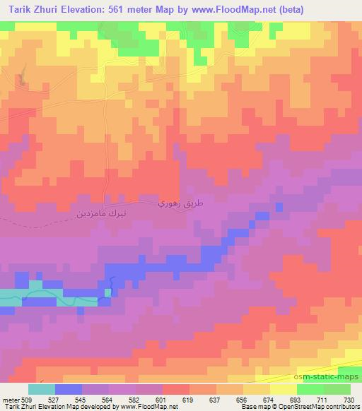 Tarik Zhuri,Iraq Elevation Map