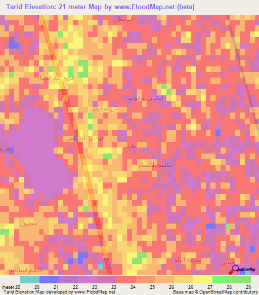 Tarid,Iraq Elevation Map