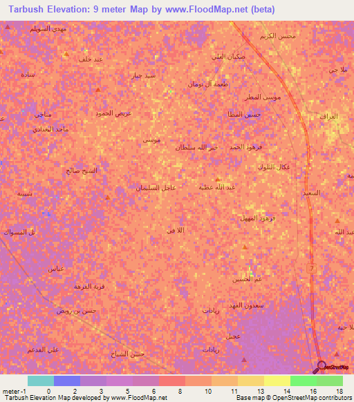 Tarbush,Iraq Elevation Map