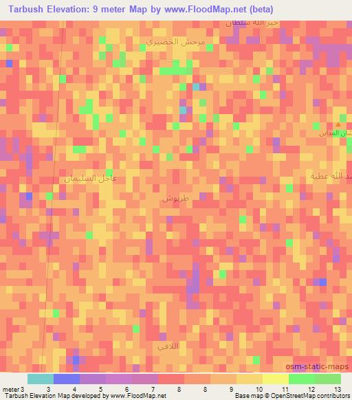 Tarbush,Iraq Elevation Map