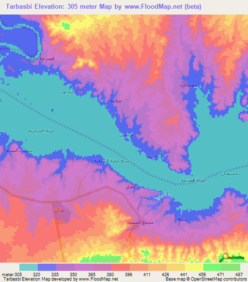 Tarbasbi,Iraq Elevation Map