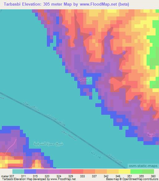 Tarbasbi,Iraq Elevation Map